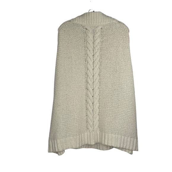 Draper James Ivory Cable Knit Poncho Cape Sweater Women's M/L Merino Wool Alpaca - Picture 4 of 11